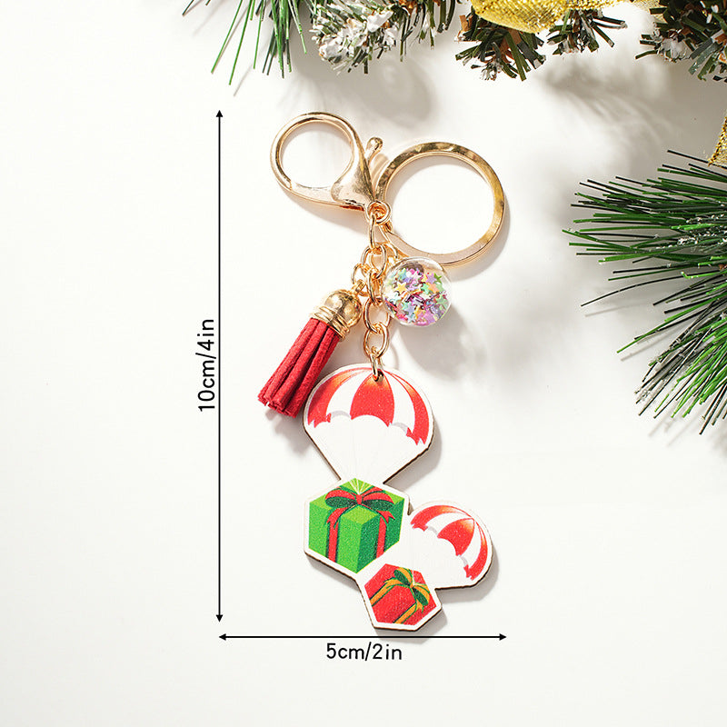 Wholesale Wooden Cartoon Santa Claus Christmas Series Keychain